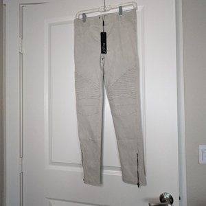 Beulah Moto Zipper Leggings | Beige | NWT | Sz L | Grunge, Punk, Streetwear